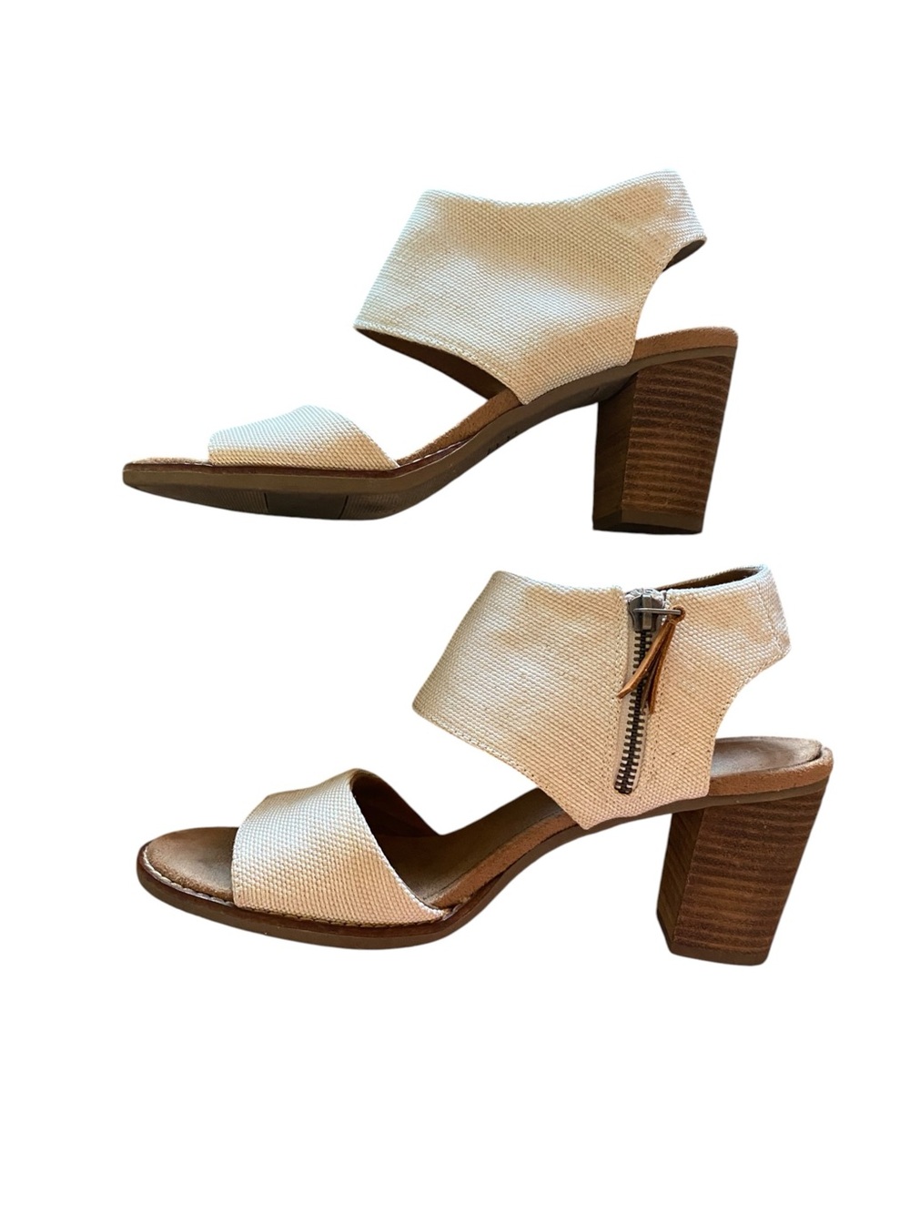 TOMS Majorca Cutout Canvas Stacked Block Heel Sandals
